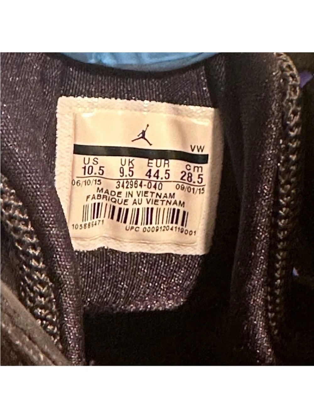 Air Jordan True Flight Black Blue Lagoon Teal Leather Sneakers - Size US 10.5